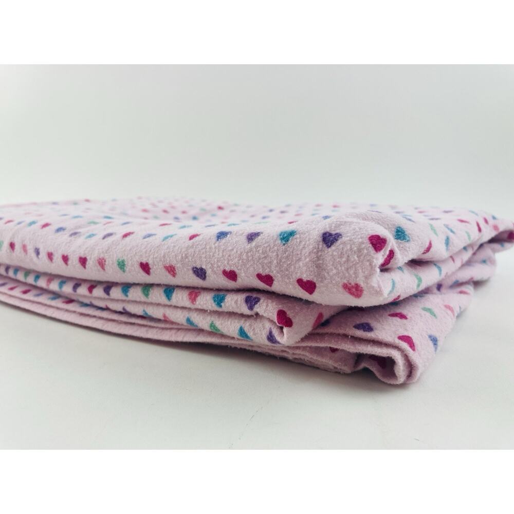 Cuddl Duds Cotton Twin Size Flannel FLAT SHEET Multi Hearts Made Turkey Pink Ko - Picture 3 of 8